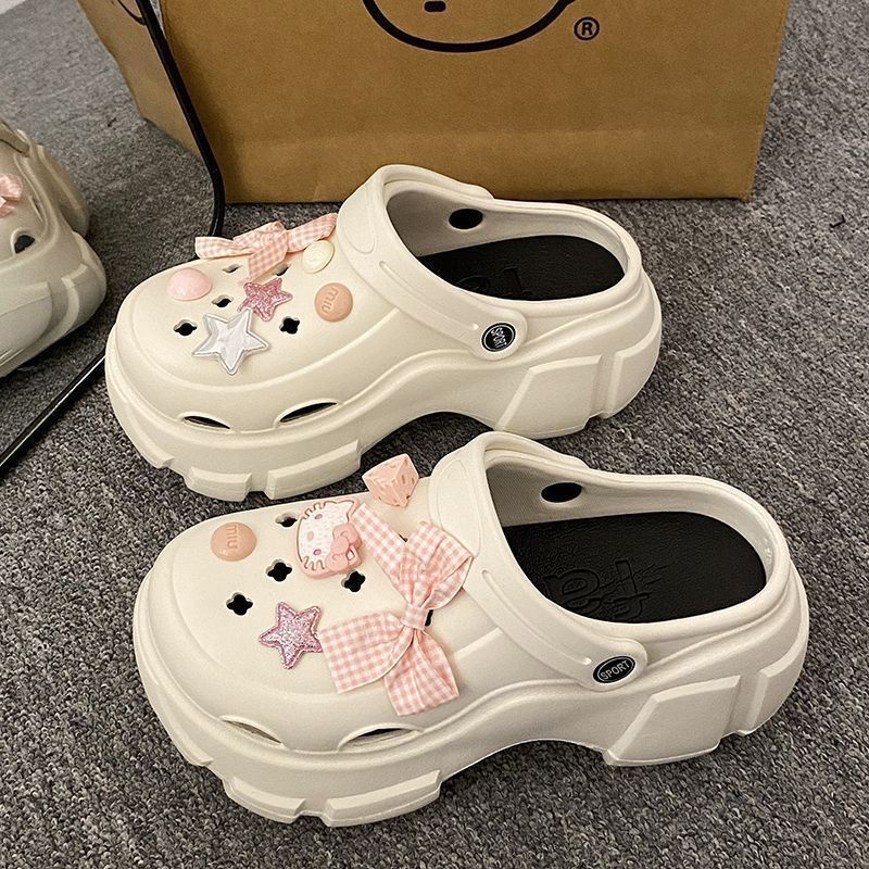 Thick sole crocs women's slippers summernew arrivaltrendy home outdoor heightenednon-slipboutiqueins beach sandals