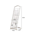 Minimalist multi-tier magazine rack display stand - freestanding bookshelf organizer for newspapers, magazines, and storage