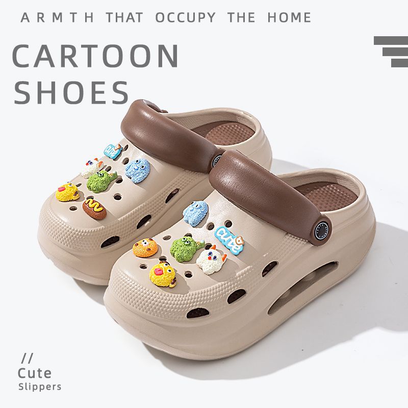 2025 new women's wedge platform clogs - summer outdoor wear, thick sole, two-wear style, chunky heel, non-slip beach sandals & slippers