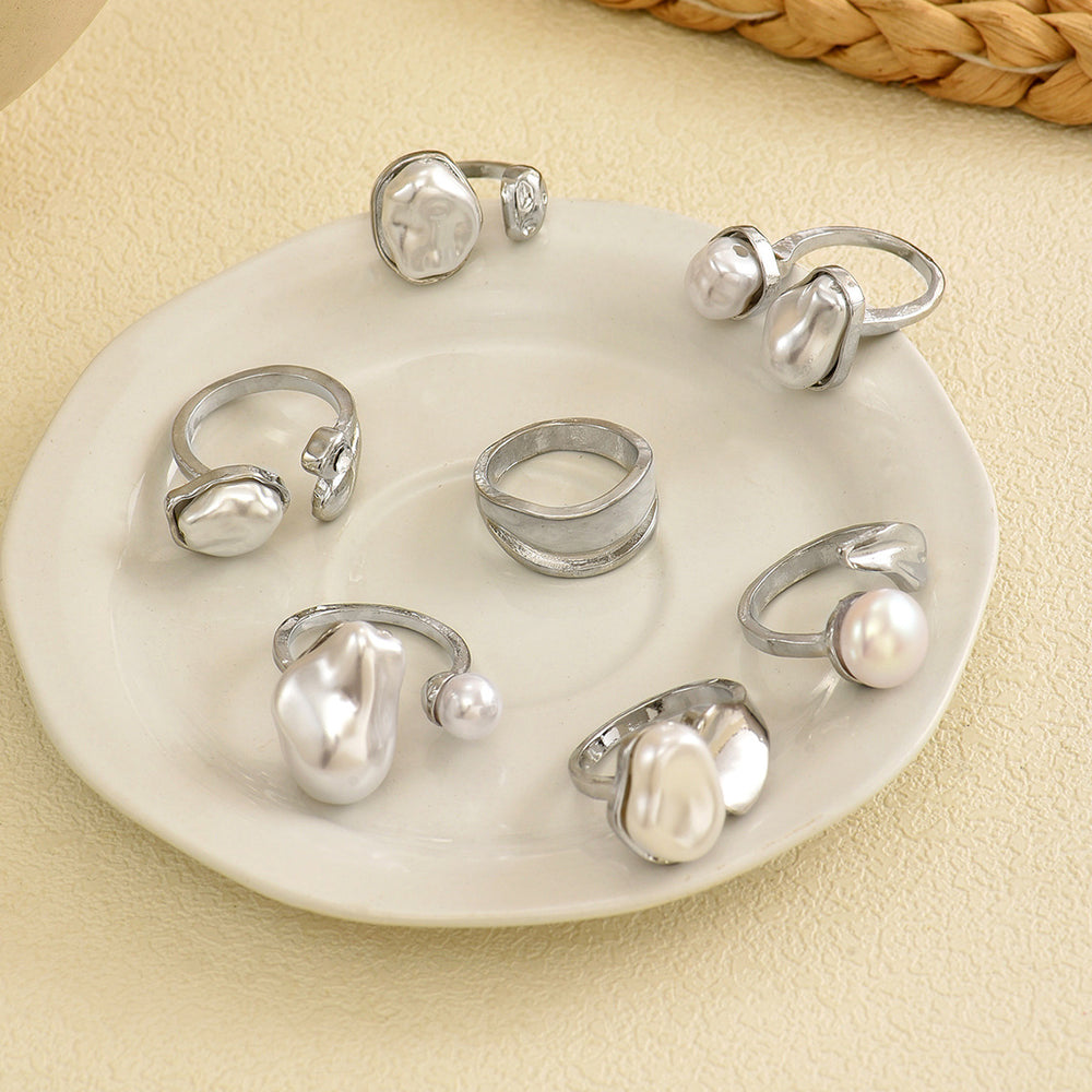 Wholesale faux pearl ring sets - european & american style, vintage baroque, stackable, unique design, knuckle rings