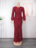 African  women's plus size heavy rhinestone dress european and american new sequin christmas party evening dress