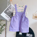 Little girl's summer fashionable korean style two-piece set,  new summer collection, cute children's overalls set