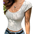Amazon cross-border women's fashion:  spring/summer new arrival - short, slim-fit, versatile top with a touch of alluring elegance