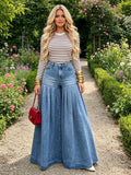 European and american style women's casual jeans - new  cross-border fashion: washed, pleated, wide-leg flare jeans