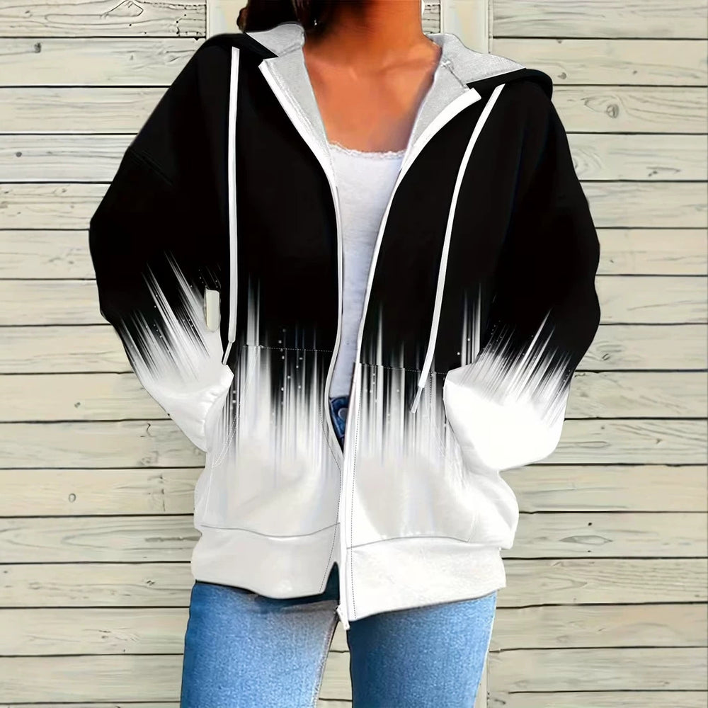 hot-selling plus-size women's zip-up hoodie, new casual long-sleeve hooded sweatshirt jacket, dropshipping available
