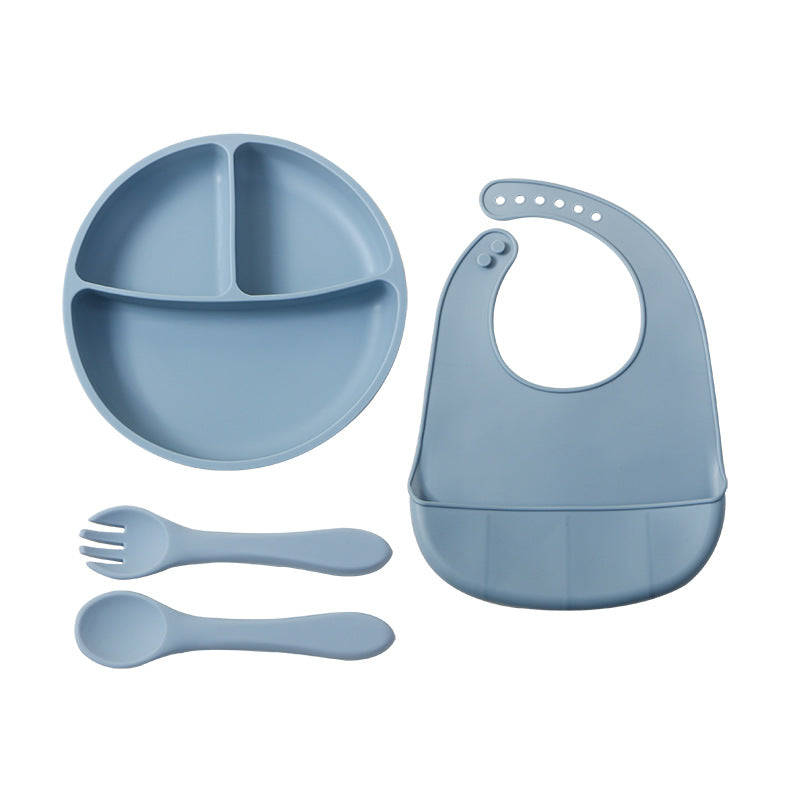 Kids' meal set: food-grade silicone utensils, baby bib, and fork & spoon - bestselling baby dining essentials (3-piece set)