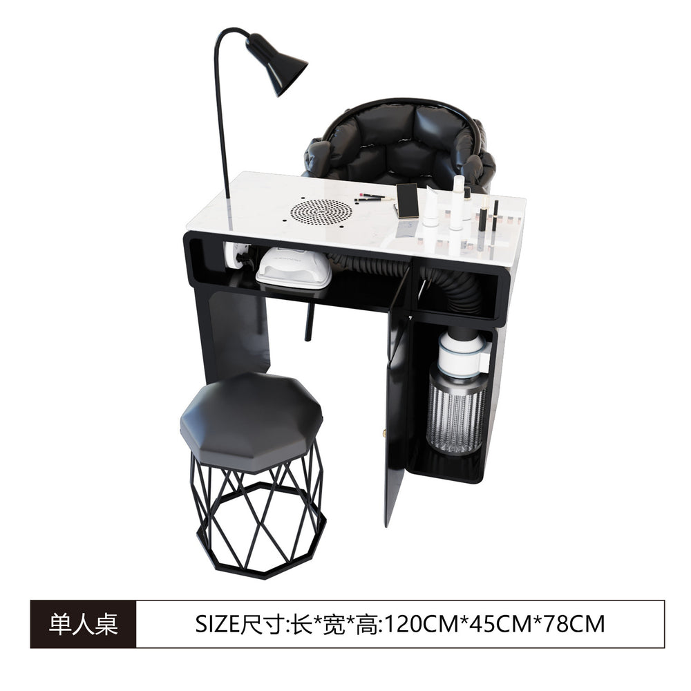 New arrival: extra-wide 45 turbine engraved grade vacuum marble & porcelain surface multifunctional minimalist nail table and chair set