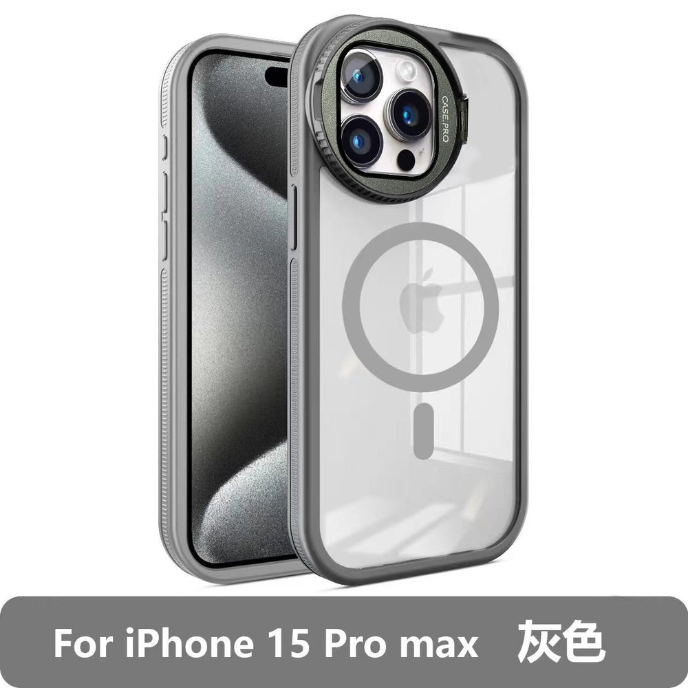 Suitable for iphone 17 magnetic phone case, new little monster hardware frame, glass lens cover, stand, apple 15