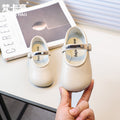 Vancahao girls' black leather shoes -  spring/autumn new korean style - simple and versatile princess shoes for toddlers and little girls