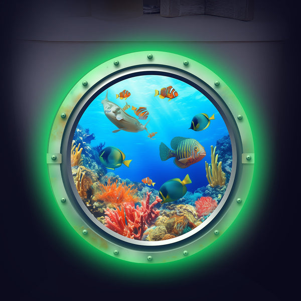 Cross-border new round marine life scenery decoration luminous self-adhesive sticker wall ceiling beautiful sticker