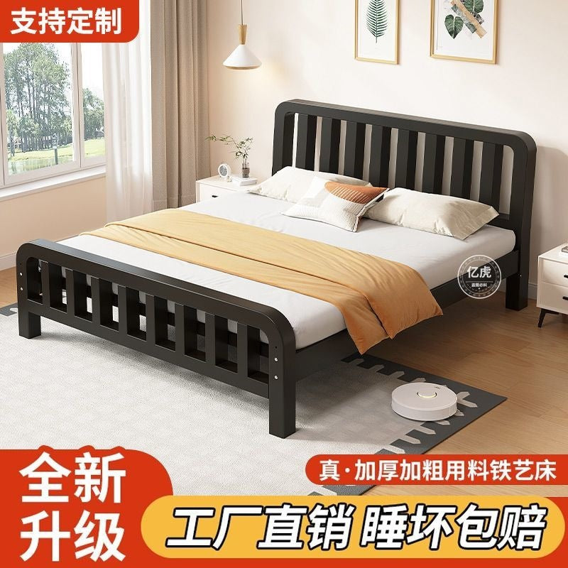 High-speed wrought iron bed, modern casual double iron frame bed, reinforced thickened ribbed bed, tatami economical iron frame bed