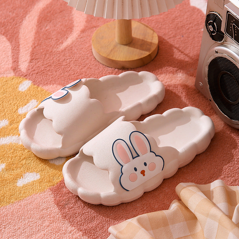 Cute rabbit slippers women's summer stomping on shit soft thick sole girl heart non-slip home bath student dormitory cool slippers