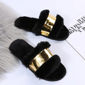 Export fashion outwear fur slippers women's plus sizeflats indoor heattech flip-flops women's stuffedflats sandals