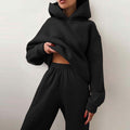 cross-border e-commerce european and american women's clothing: new summer collection - solid color activewear hoodie and casual pants two-piece set