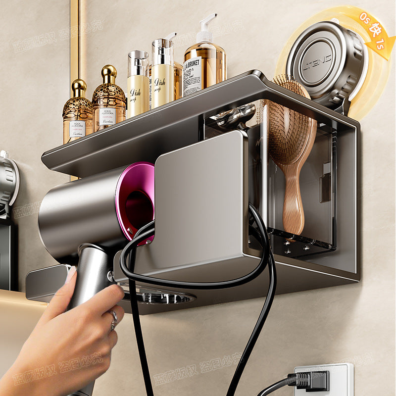 [Sample customization] Suction cup hair dryer rack, bathroom rack, non-punching bathroom, toilet wall storage box