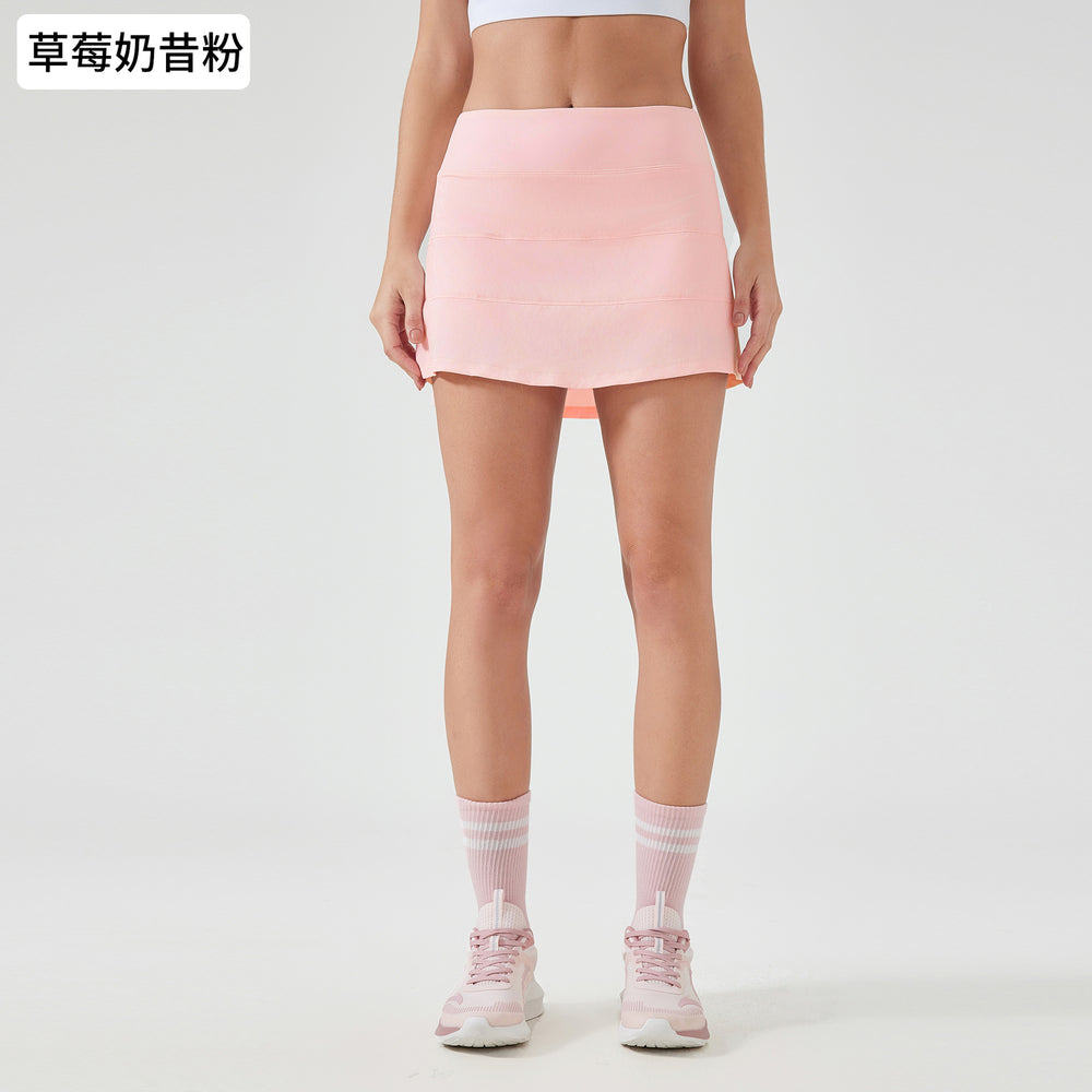 Women's active skirt - quick-dry, breathable tennis skirt with back pockets, faux two-piece design, anti-exposure yoga & fitness mini skirt d25014