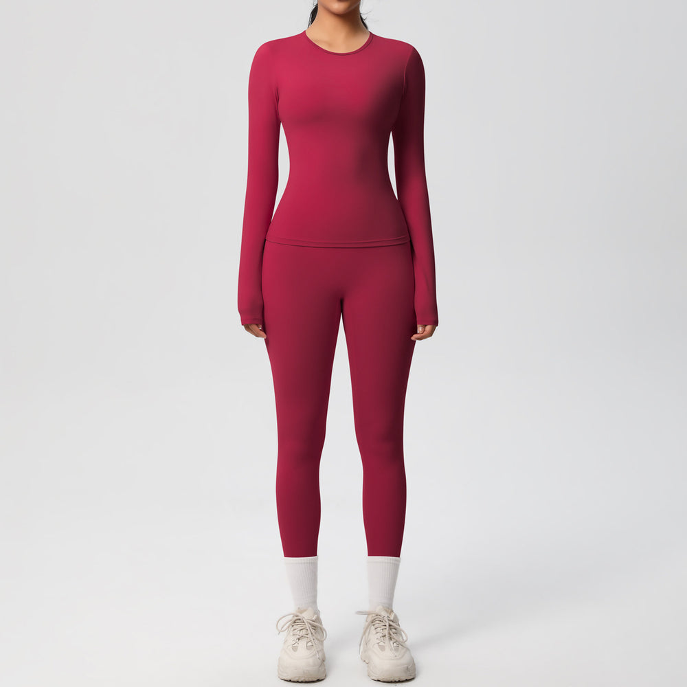 New arrival: european and american style solid color double-sided brushed breathable compression yoga set - 8 piece activewear set for running and fitness