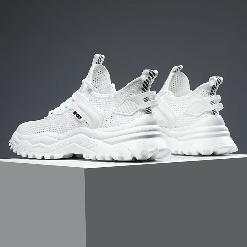 2025 new winter breathable men's shoes - lightweight, thin mesh sneakers with hollowed-out design - white student athletic shoes for men