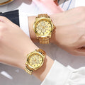 New arrival cross-border alloy couple steel band watch classic business three-eye large dial waterproof quartz watch manufacturer wholesale