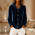 fashion cross-border export women's independent station gold velvet loose button long sleevessweatshirttops with hood