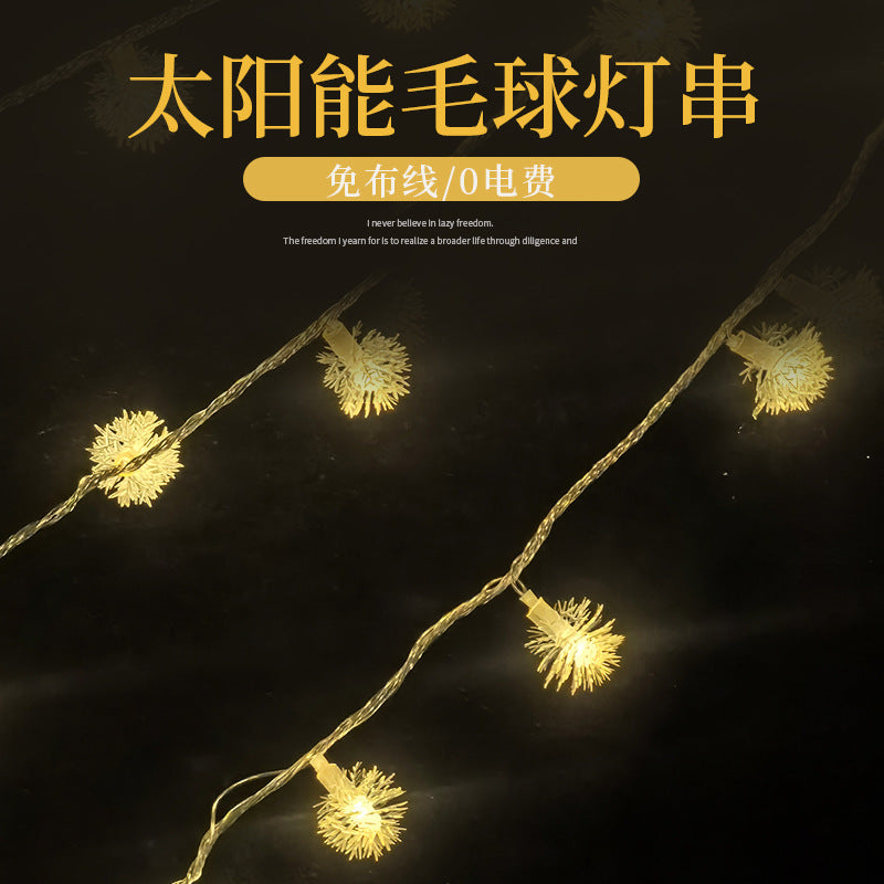 LED hairball small colorful lights flashing Christmas wedding bedroom decorative light string dandelion solar light string