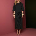 cross-border european and american women's clothing: summer dress for women, casual vacation style solid color slit pleated dress