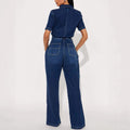 Fashion jumpsuit women's new arrival hot selling dark blue fashionableelegant jumpsuit denim pants washed stretch jumpsuit