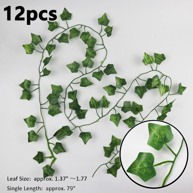 Green leaf rattan curtain light led plant leaf lights flashing lights string wedding live broadcast background string lights  wholesale