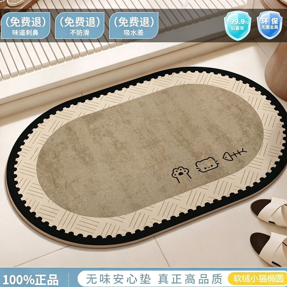 Diatom mud bathroom floor mat door absorbent quick-drying for home bathroom toilet foot mat medieval style wash basin non-slip