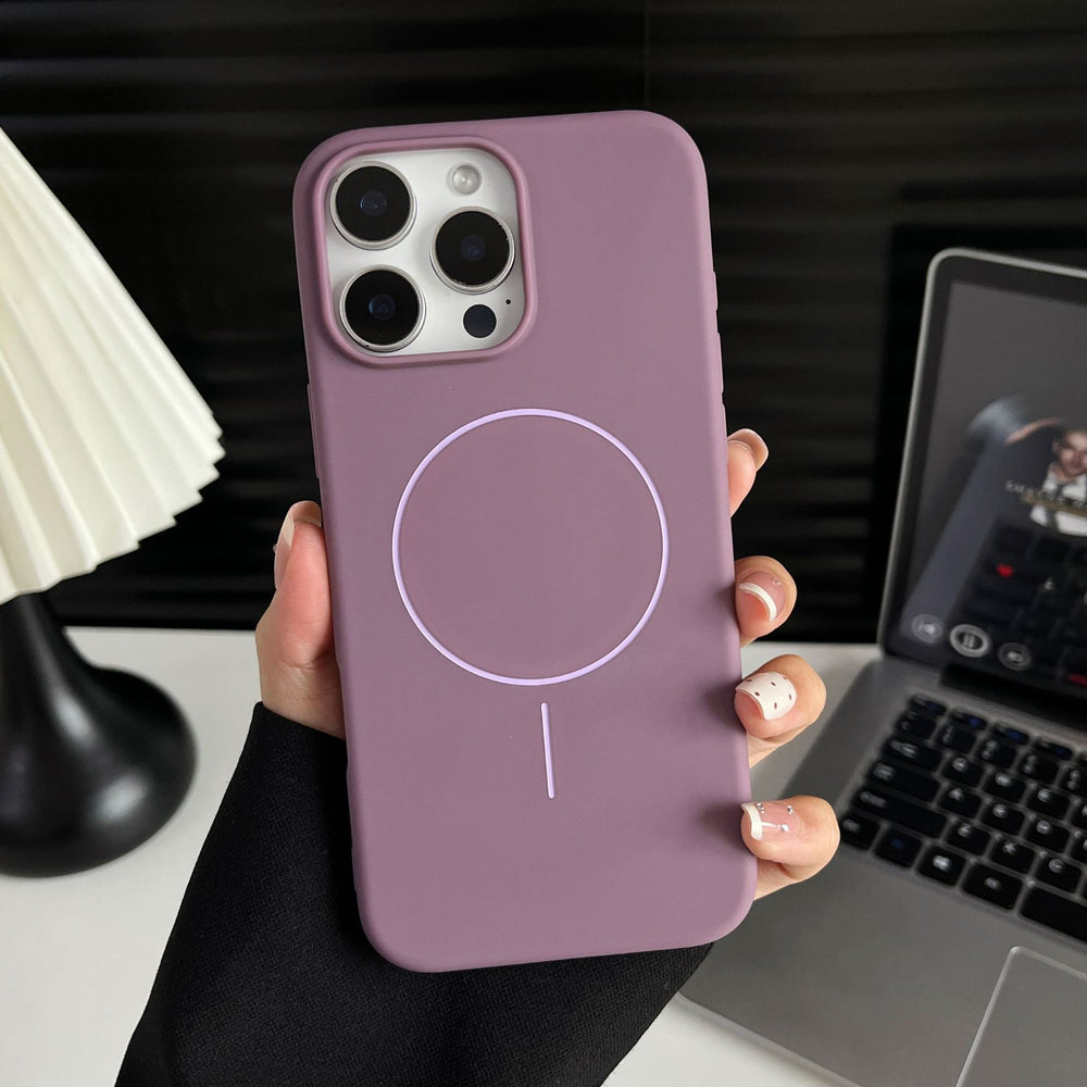 Matte tpu magnetic compatible iphone 17 pro max phone case, solid color 16 with velvet interior, apple 15 official style case