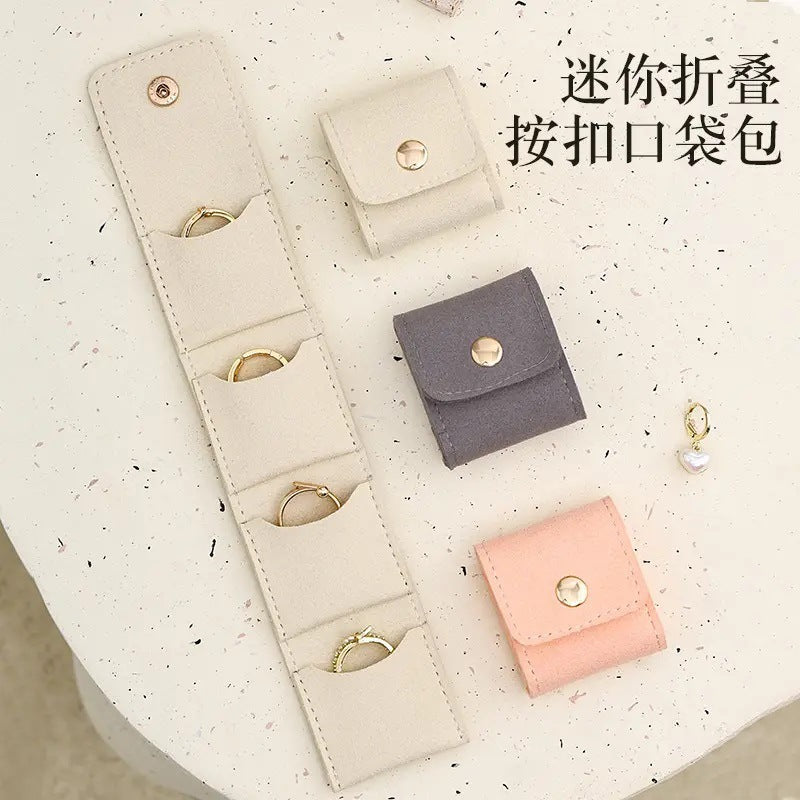Simple and Portable Grid Jewelry Bag Ring Storage Bag Small Portable Travel Earrings Jewelry Storage Bag