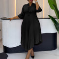 C8639  cross-border three-quarter sleeve tie backelegantelegancefashion asymmetrical skirt pleatedexportdress