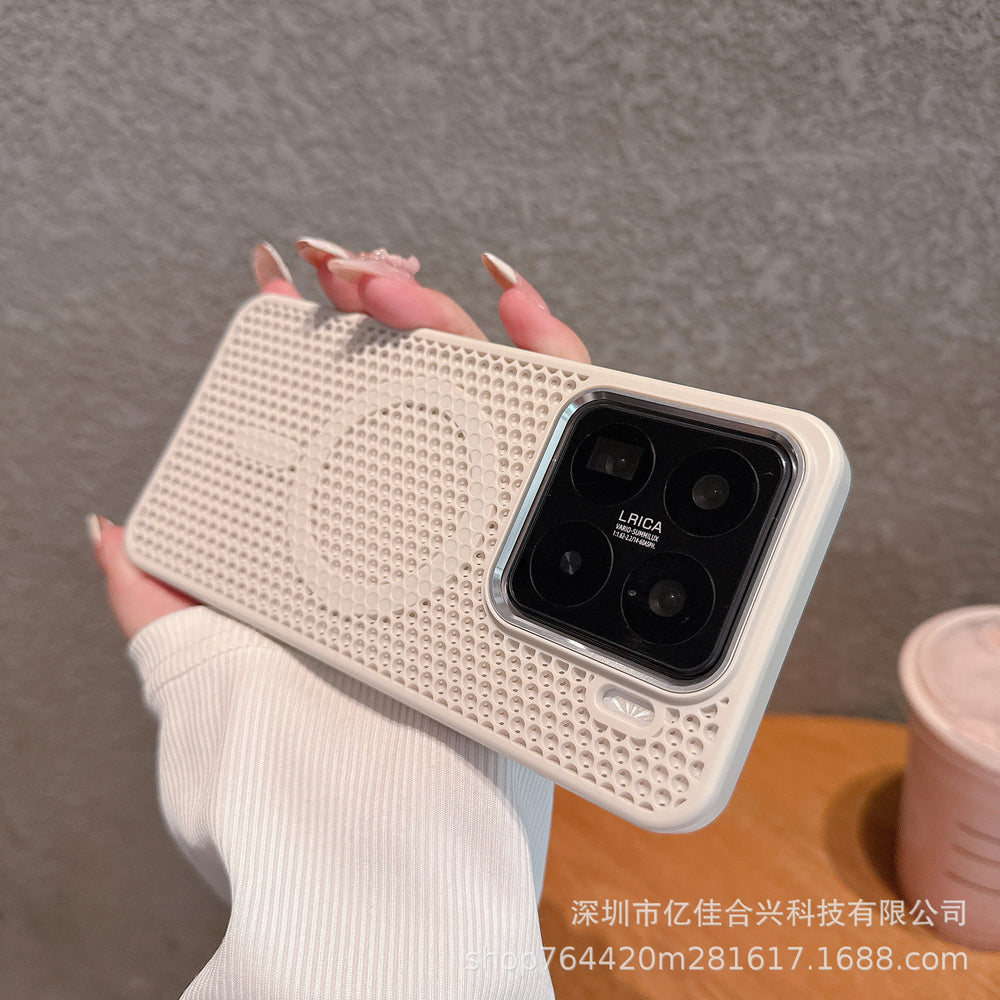 Premium metal lens compatible xiaomi 15 magsafe magnetic honeycomb cooling phone case, redmi k80 drop-proof