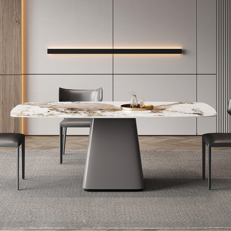 Modern minimalist small apartment home designer pandora dining table and chair set with rock slab dining table
