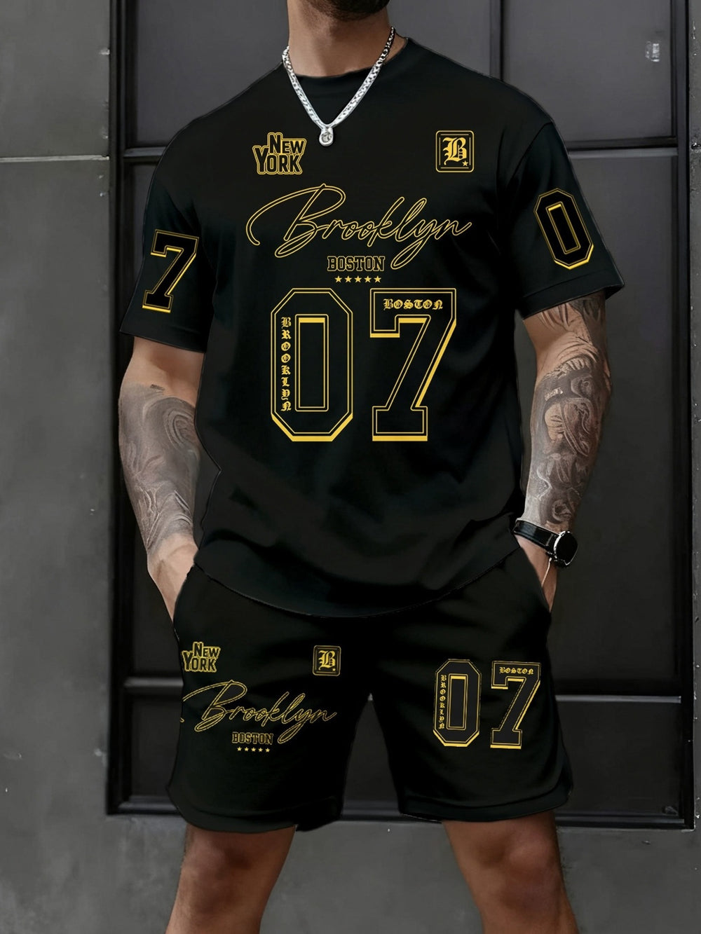 european and american men's short-sleeved and shorts sets, casual sportswear sets, 3d printed cross-border bestsellers