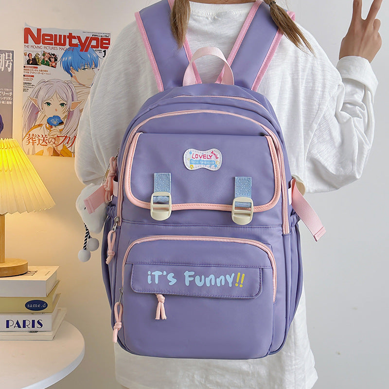 New college style backpack casual simple large capacity schoolbag fashion trend backpack cute junior high school schoolbag