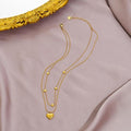 2025 trendy heart double layer necklace, 18k gold plated clavicle chain, luxury niche design, titanium steel chain