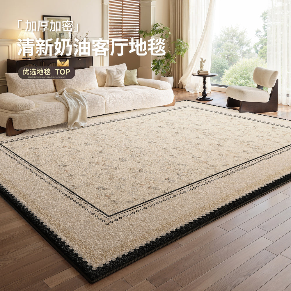 Carpet living room no-wash and wipeable medieval cream style soundproof bedside bedroom non-slip sofa floor mat full coverage large area