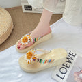 Women's flip-flops: summer fashion, new floral design, height-boosting, outdoor slippers, comfortable, non-slip wedge heel beach sandals