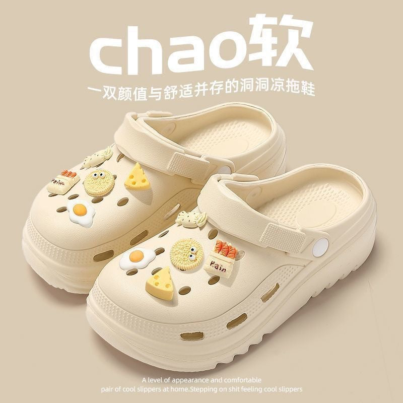 Thick sole summer clogs for women summer outwear non-slip sandals and slippers for stepping on shit summer new arrival sandals and slippers wholesale