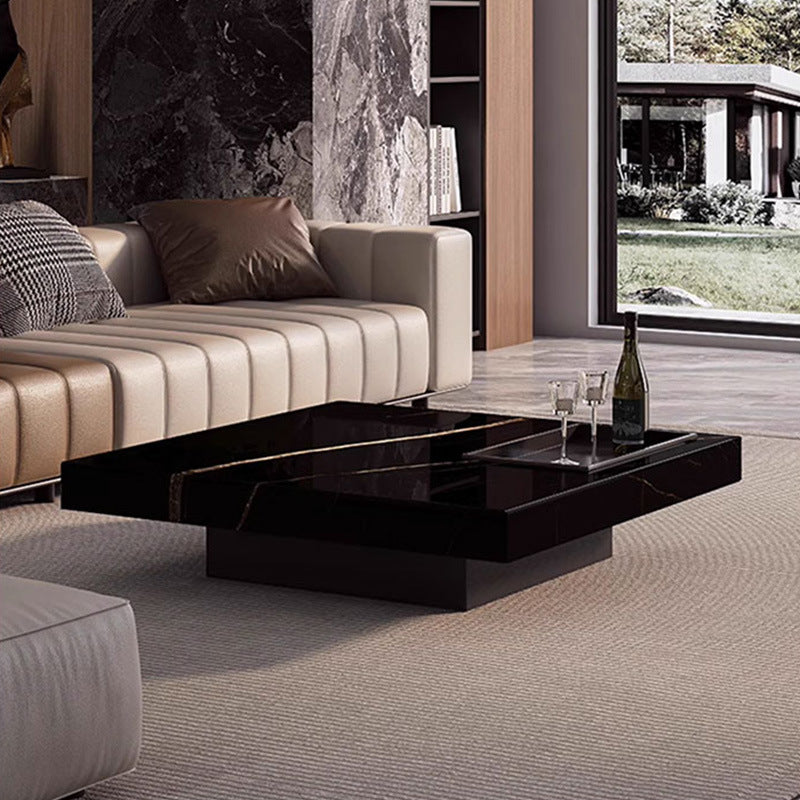 Ready-to-ship luxury stone coffee table - italian minimalist style, perfect for small apartments. high-end, large-sized square coffee table for home living rooms