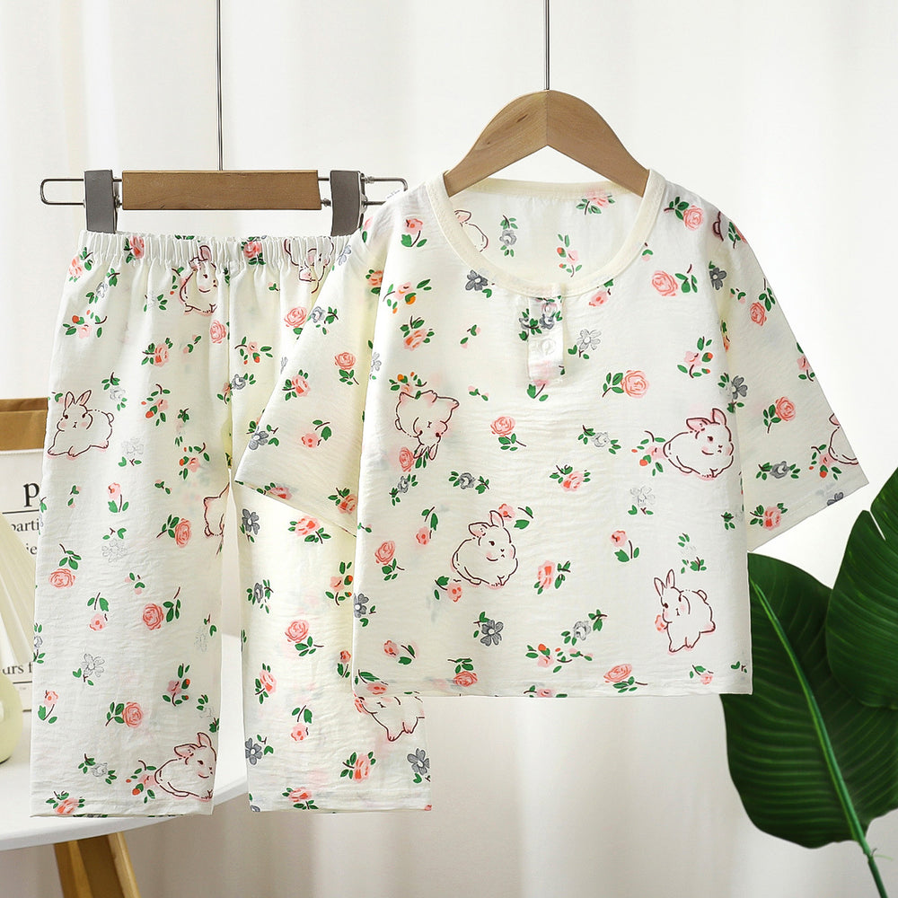 Summer kids' cloud cotton pajamas - boys' and girls' lightweight sleepwear - toddler and child air conditioning suit - baby casual set