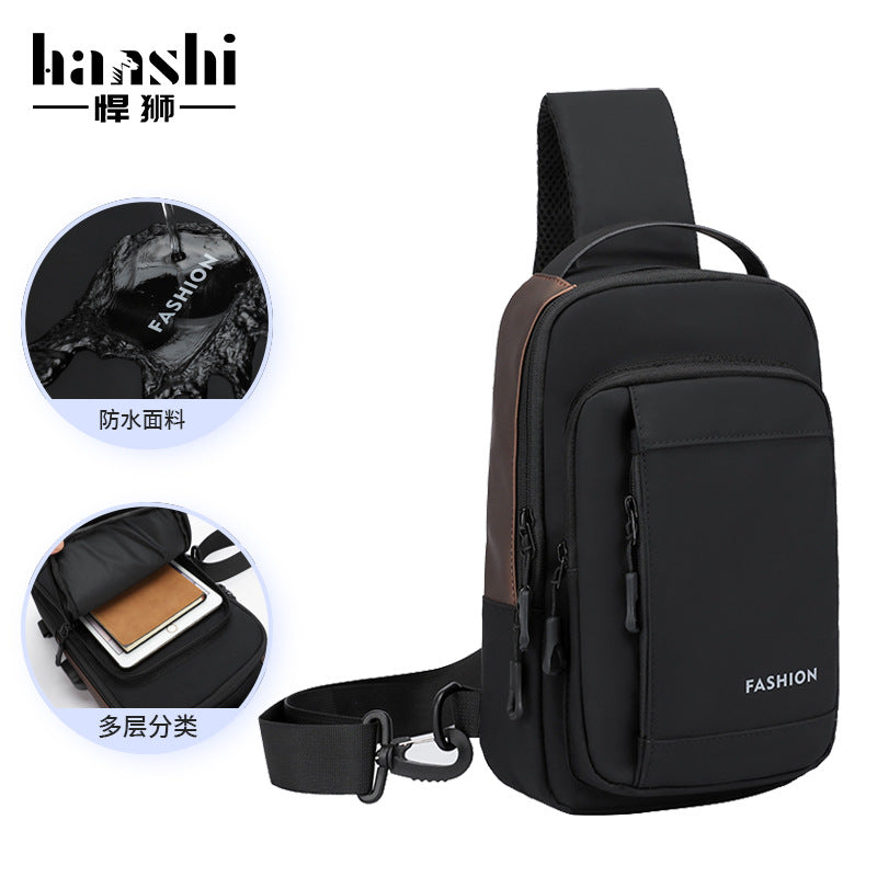 Fashion Men's Locomotive Crossbody Bag Premium Casual Women's Breast Bag Tide Travel Waterproof Shoulder Bag Commuter Chest Bag