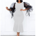 D172  independent station mesh splicing fishtail dress european and american fashion large size hip-covering cross-border dress