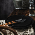 Black striped steak plate - household western dinner plate, pasta plate, japanese ceramic dinnerware plate, creative dish plate - wholesale