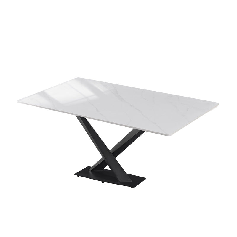 Italian light luxury sintered stone dining table and chairs set - modern minimalist rectangular dining table for small spaces