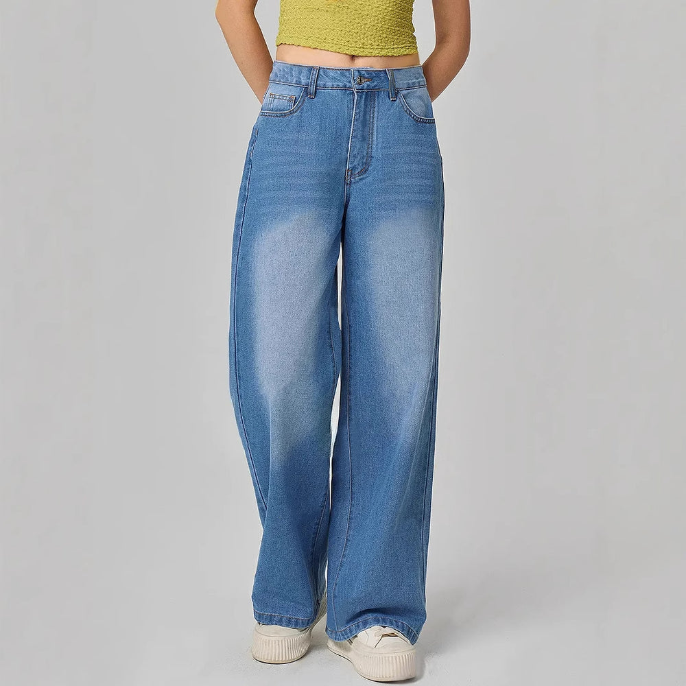 Pre-sale-j006#  cross-border foreign trade women's fashion ins new casual wide-leg denim pants