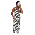 European and american cross-border african women's clothing  summer new arrival: elegant v-neck sleeveless backless top and high-waisted pants set
