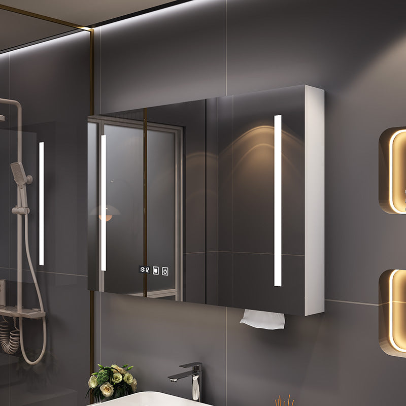 Smart bathroom mirror Solid wood separate wall-mounted bathroom mirror cabinet Locker Toilet storage locker Mirror