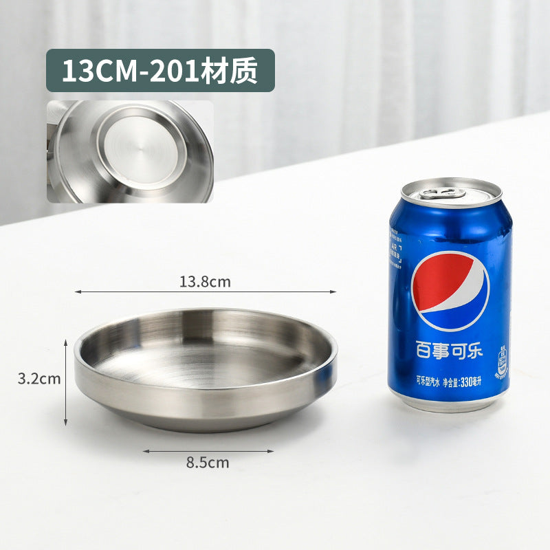 304 korean style double-layer stainless steel sauce dish, round barbecue plate, snack dish, korean bbq dipping dish for home use